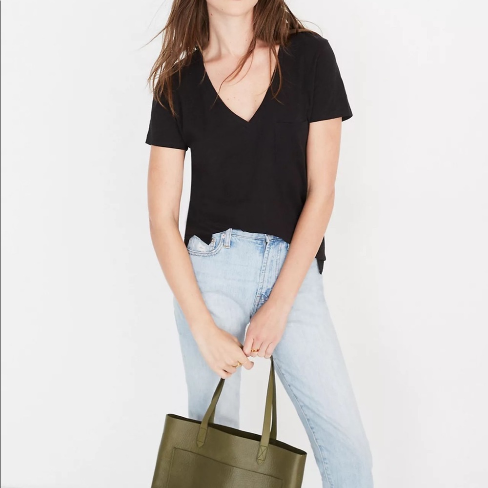 Madewell Whisper Cotton V-Neck Pocket Tee Sz S